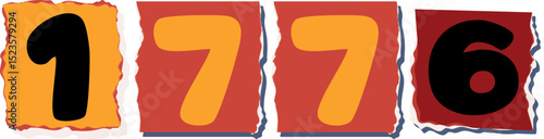1776 Retro torn paper number Design art