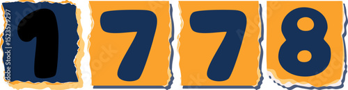 1778 Retro torn paper number Design art