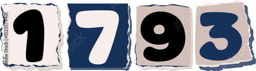 1793 Retro torn paper number Design art