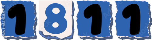 1811 Retro torn paper number Design art