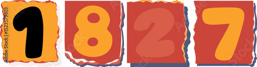 1827 Retro torn paper number Design art