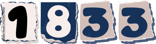 1833 Retro torn paper number Design art