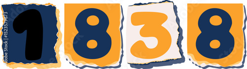 1838 Retro torn paper number Design art
