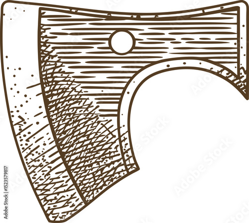 Vintage hand drawn axe head illustration with engraving details rustic woodcut lumberjack tool concept