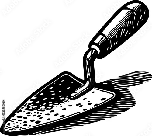 Vintage garden trowel illustration hand tool for digging, planting, gardening, and soil cultivation