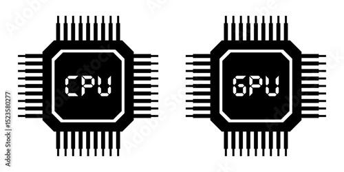 CPU GPU Understanding the Difference Between Central and Graphics Processing Units. Vector icon