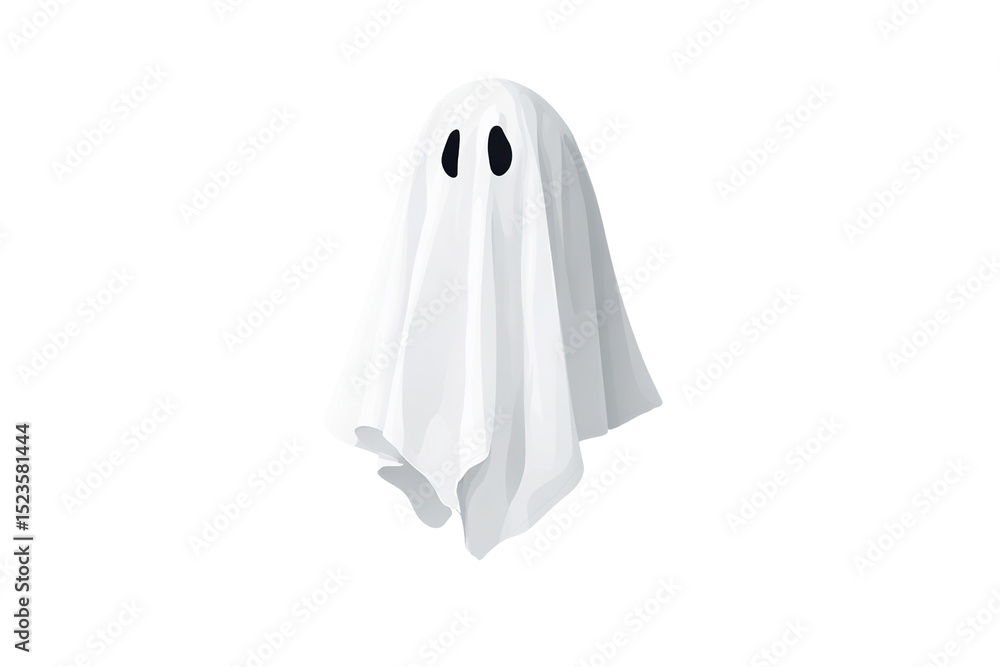 Fototapeta premium Cartoon illustration of a ghost on transparent background.