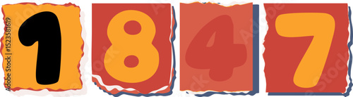 1847 Retro torn paper number Design art