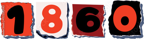 1860 Retro torn paper number Design art