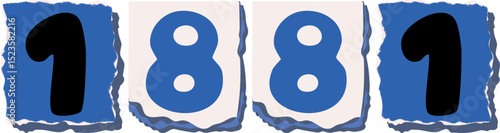 1881 Retro torn paper number Design art