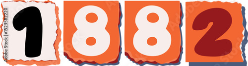 1882 Retro torn paper number Design art
