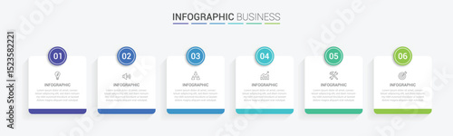 Business vector infographic design template with icons and 6 options or steps. Can be used for process diagram, presentations, workflow layout, flow chart, info graph