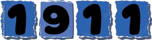 1911 Retro torn paper number Design art