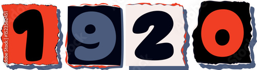 1920 Retro torn paper number Design art