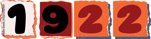 1922 Retro torn paper number Design art