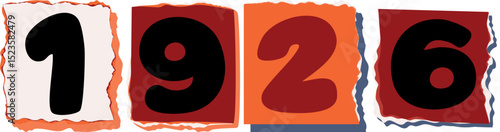 1926 Retro torn paper number Design art