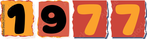 1977 Retro torn paper number Design art