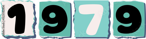 1979 Retro torn paper number Design art