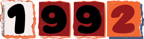 1992 Retro torn paper number Design art