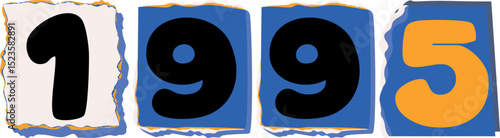 1995 Retro torn paper number Design art