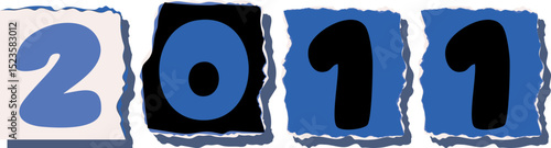 2011 Retro torn paper number Design art