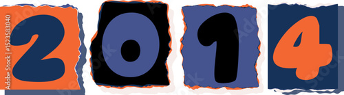 2014 Retro torn paper number Design art