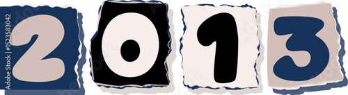 2013 Retro torn paper number Design art