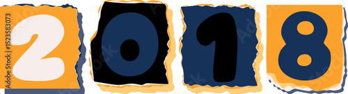 2018 Retro torn paper number Design art
