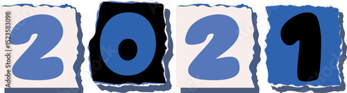 2021 Retro torn paper number Design art