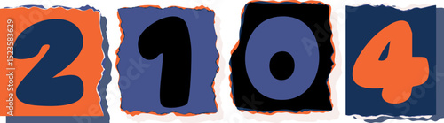 2104 Retro torn paper number Design art