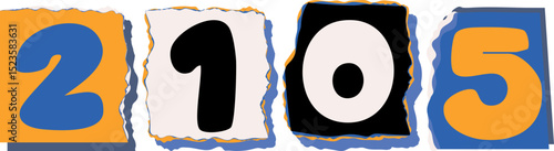 2105 Retro torn paper number Design art