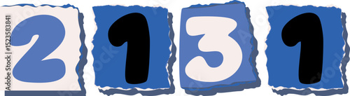 2131 Retro torn paper number Design art