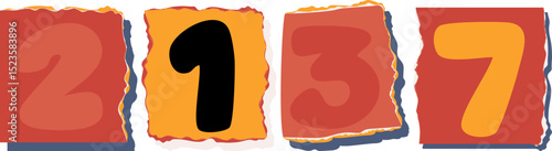 2137 Retro torn paper number Design art
