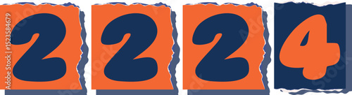 2224 Retro torn paper number Design art
