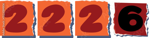 2226 Retro torn paper number Design art