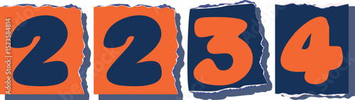 2234 Retro torn paper number Design art