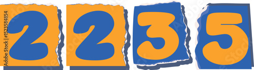 2235 Retro torn paper number Design art