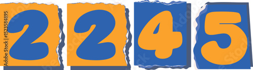 2245 Retro torn paper number Design art