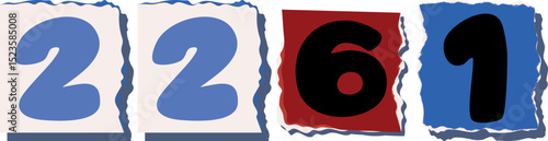 2261 Retro torn paper number Design art