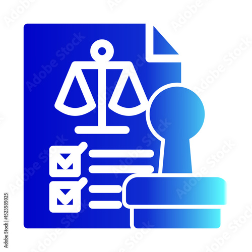 An icon of an official stamp, representing approval, certification, and validation. Suitable for legal, governmental, and business documentation. (Solid Gradient Style)