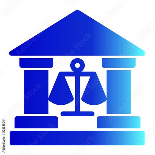 An icon depicting a courthouse, symbolizing justice, legal proceedings, and judicial authority. Perfect for legal firms, government websites, and law-related content. (Solid Gradient Style)