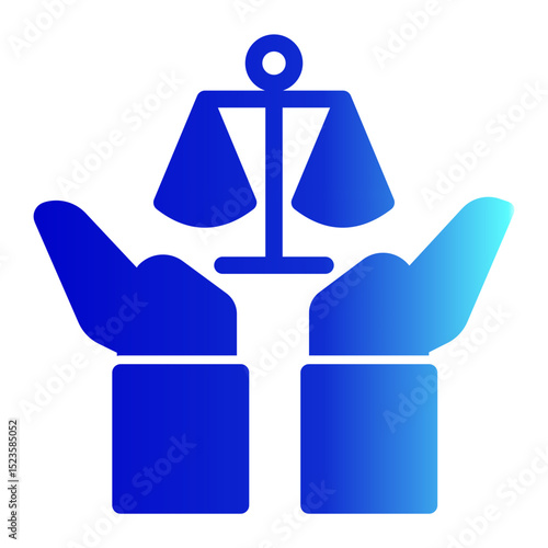 An icon embodying justice, symbolizing fairness, law, and moral balance. Ideal for legal firms, human rights organizations, and judicial content. (Solid Gradient Style)