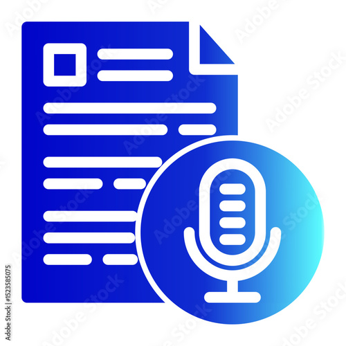 An icon representing transcription, symbolizing legal records, audio documentation, and court proceedings. Ideal for legal documentation and judicial processes. (Solid Gradient Style)