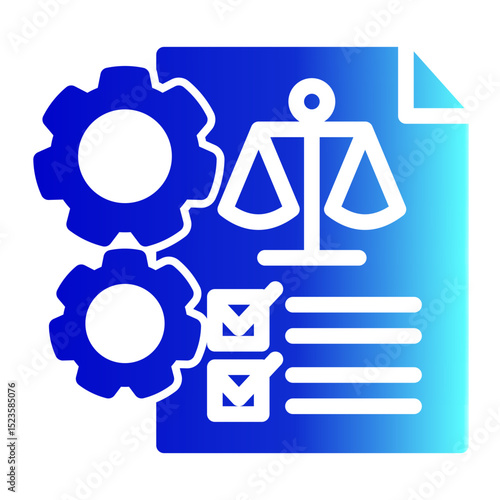 An icon representing a legal system, symbolizing judiciary, legislation, and legal processes. Ideal for government, law firms, and educational content. (Solid Gradient Style)