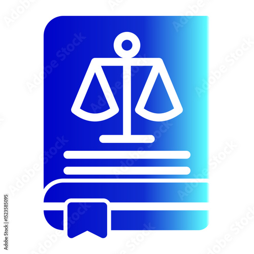 An icon of a law book, representing legal knowledge, constitution, and judicial reference. Suitable for education, legal studies, and legislative content. (Solid Gradient Style)