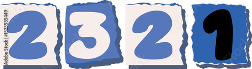 2321 Retro torn paper number Design art