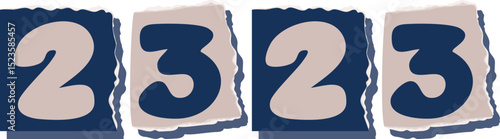 2323 Retro torn paper number Design art