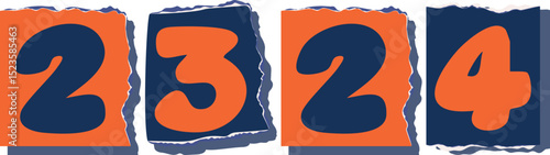 2324 Retro torn paper number Design art