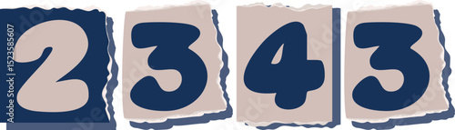 2343 Retro torn paper number Design art