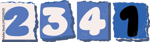 2341 Retro torn paper number Design art